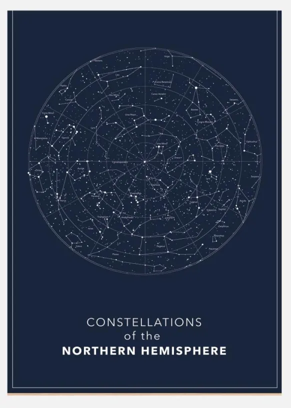 Northern Hemisphere Dark Canvastavla (30x40 cm)
