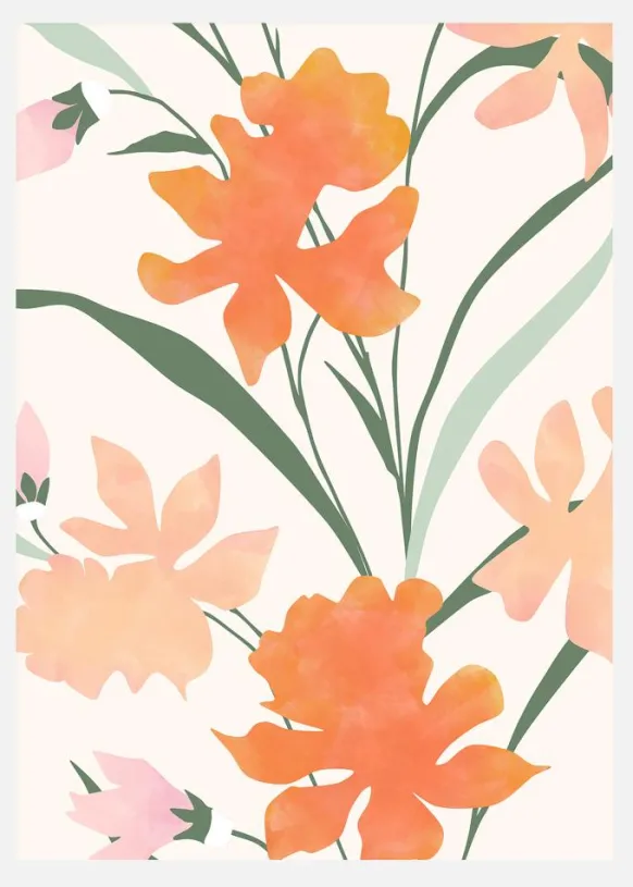 Orange Flowers Canvastavla (30x40 cm)