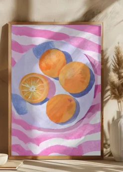 Orangen auf Teller Poster (21x29.7 cm (A4))