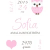 Owl Birth Poster Pink (21x29,7 cm (A4))