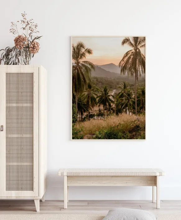 Palm Trees On Mountain Poster (21x29.7 cm (A4))