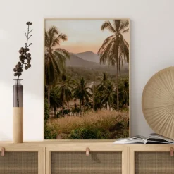 Palm Trees On Mountain Poster (21x29.7 cm (A4))