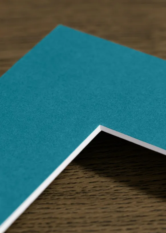 Passepartout Aqua Green (Vit kärna) 20x20 cm (14x14)