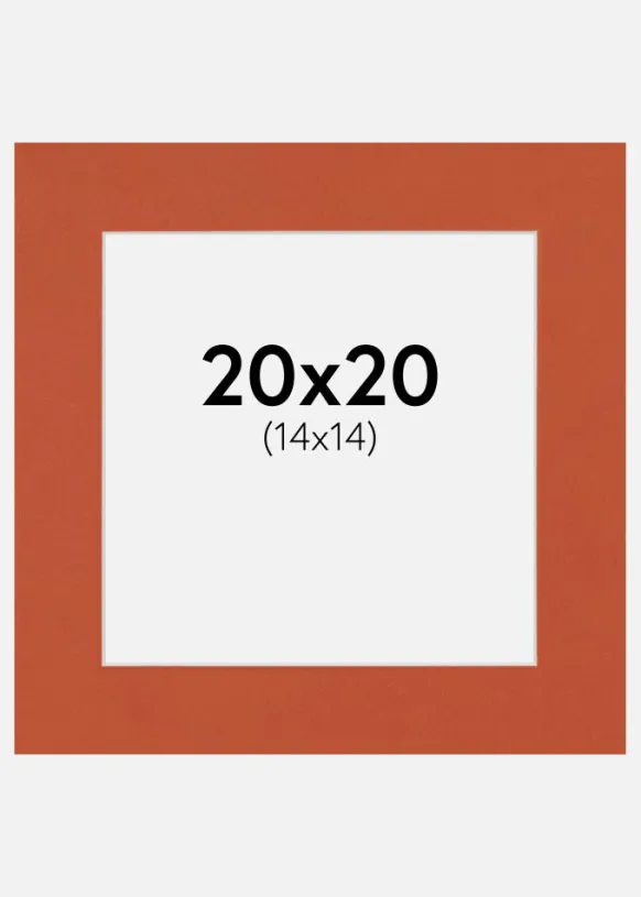 Passepartout Burnt Orange(Vit kärna) 20x20 cm (14x14)