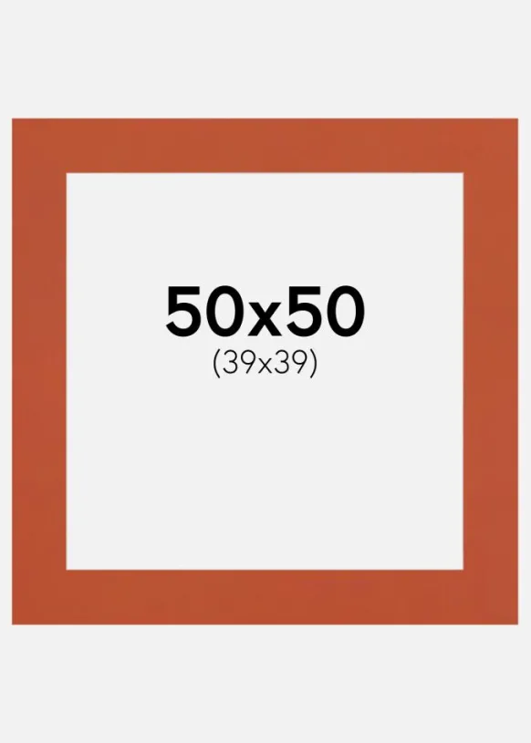 Passepartout Burnt Orange(Vit kärna) 50x50 cm (39x39)