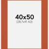 Passepartout Burnt Orange(Vit kärna) 40x50 cm (28,7x41 - A3)