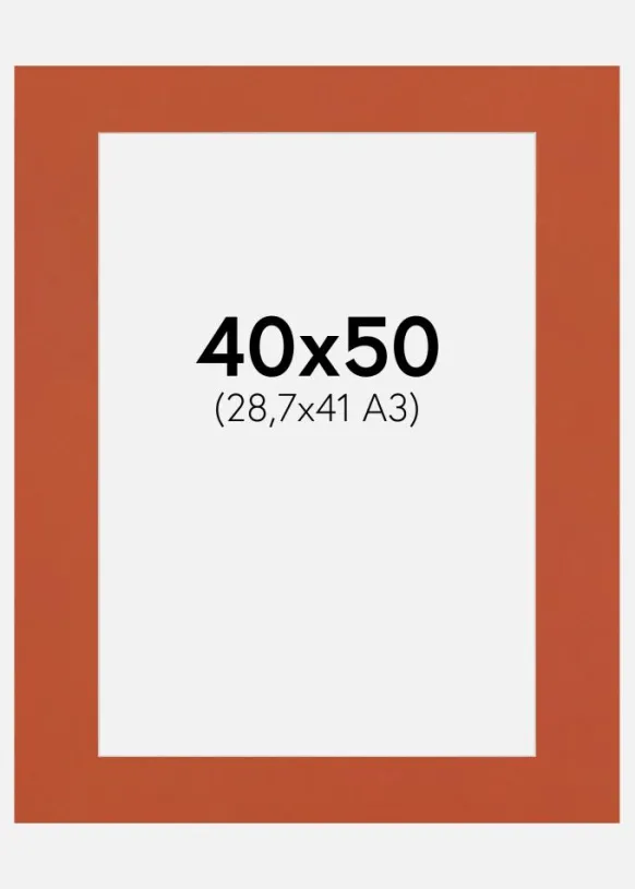 Passepartout Burnt Orange(Vit kärna) 40x50 cm (28,7x41 - A3)