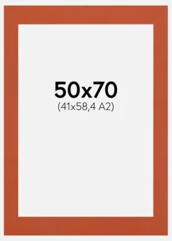 Passepartout Burnt Orange(Vit kärna) 50x70 cm (41x58,4 - A2)