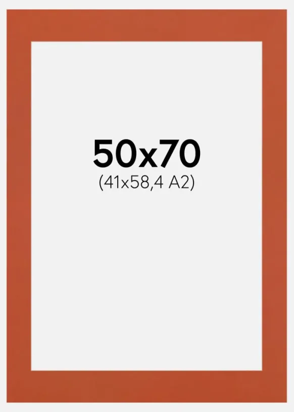 Passepartout Burnt Orange(Vit kärna) 50x70 cm (41x58,4 - A2)