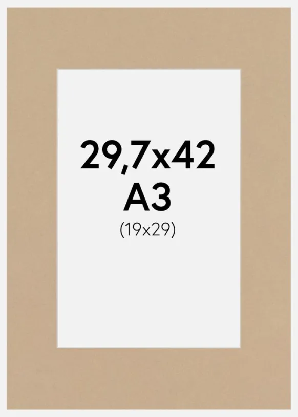 Passepartout Sandpaper (Vit kärna) A3 29,7x42 cm (19x29)