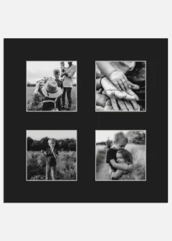 Passepartout Svart 10x10 cm - Collage 4 Bilder (3x3 cm)
