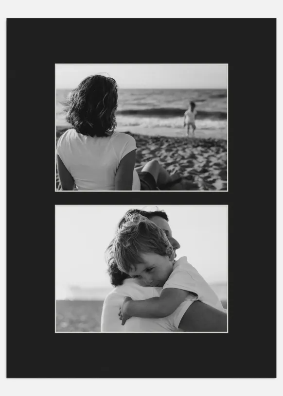 Passepartout Svart 30x40 cm - Collage 2 Bilder (14x19 cm)