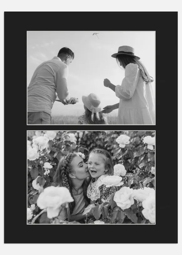 Passepartout Svart 15x20 cm - Collage 2 Bilder (8x11 cm)