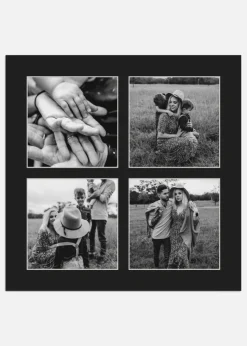Passepartout Svart 50x50 cm - Collage 4 Bilder (19x19 cm)