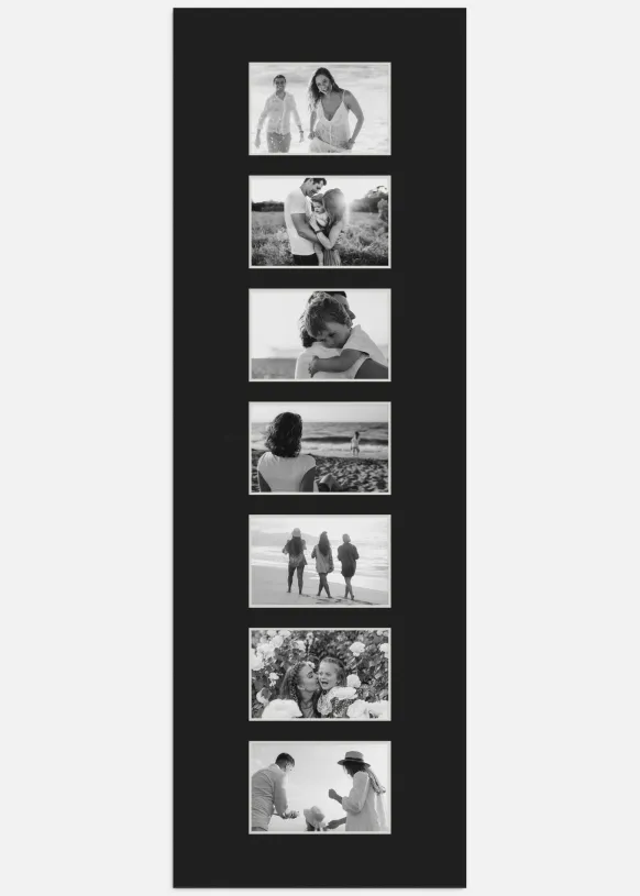 Passepartout Svart 30x90 cm - Collage 7 Bilder(9x14 cm)