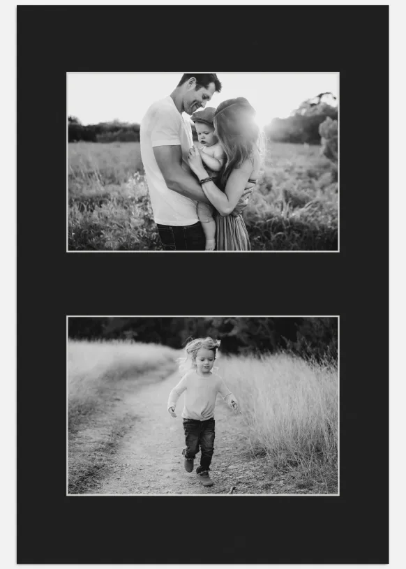 Passepartout Svart 40x60 cm - Collage 2 Bilder (19x29 cm)