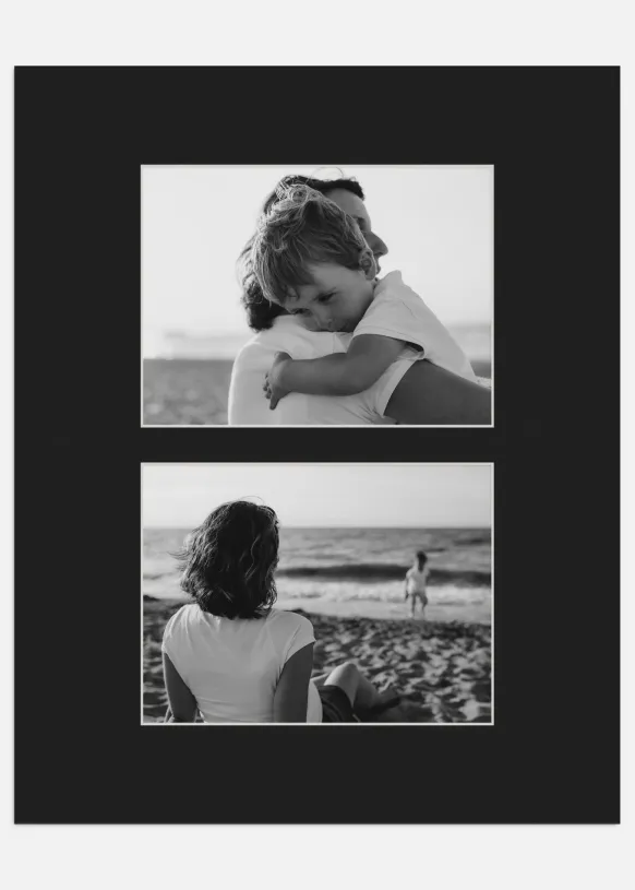 Passepartout Svart 40x50 cm - Collage 2 Bilder (17x23 cm)