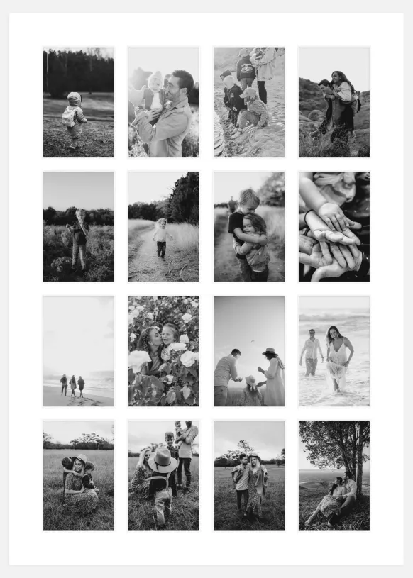 Passepartout Vit 50x70 cm - 16 Bilder collage