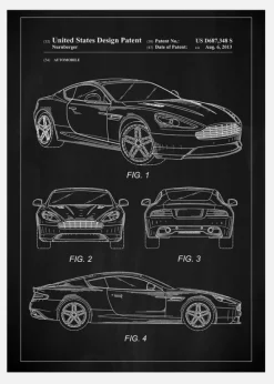Patent Print - Aston Martin - Black Canvastavla (30x40 cm)