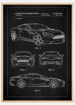 Patent Print - Aston Martin - Black Poster (21x29.7 cm (A4))