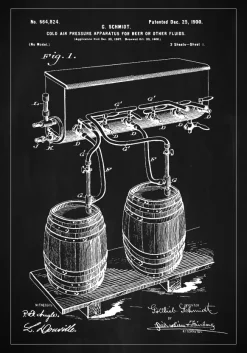 Patent Print - Beer Kegs - Black Poster (21x29.7 cm (A4))