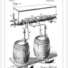 Patent Print - Beer Kegs - White Canvastavla (30x40 cm)