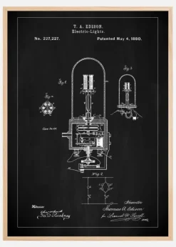 Patent Print - Edison Light - Black Poster (21x29.7 cm (A4))