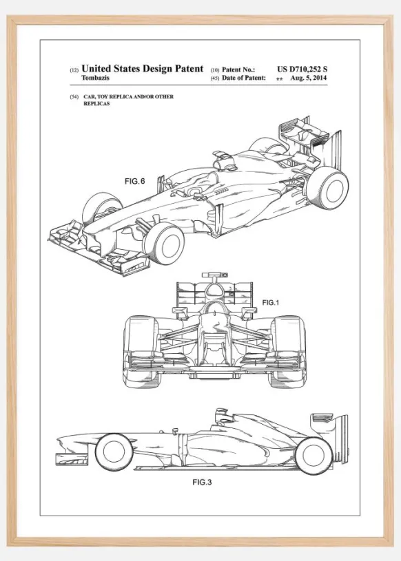 Patent Print - Formula 1 Racing Car - White Poster (21x29.7 cm (A4))