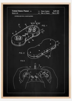Patent Print - Game Controller I - Black Poster (21x29.7 cm (A4))