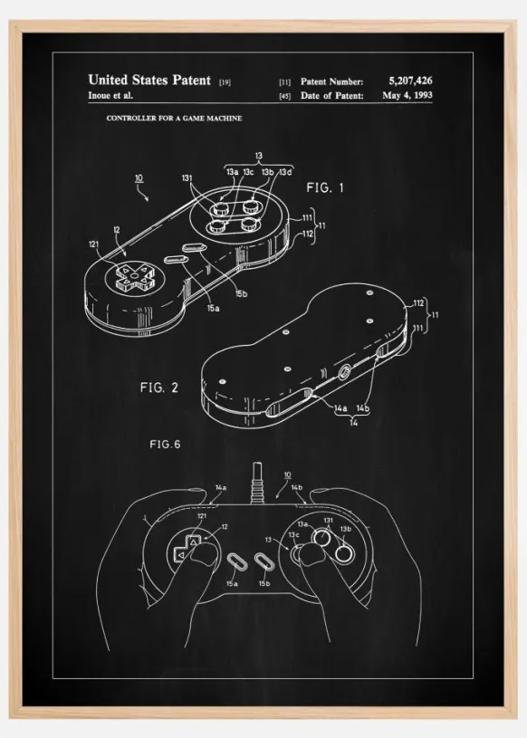 Patent Print - Game Controller I - Black Poster (21x29.7 cm (A4))