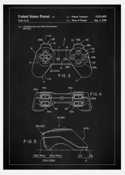 Patent Print - Game Controller II - Black Canvastavla (30x40 cm)