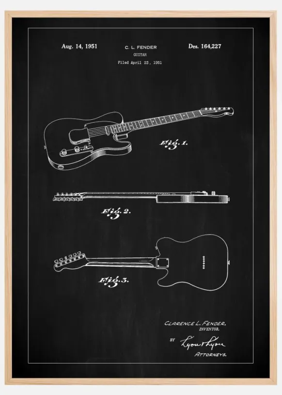 Patent Print - Guitar - Black Poster (21x29.7 cm (A4))