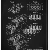 Patent Print - Lego Block I - Black Canvastavla (30x40 cm)