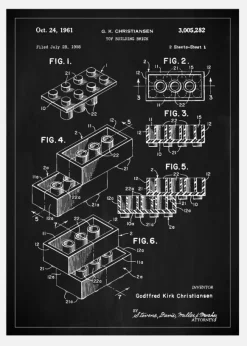 Patent Print - Lego Block I - Black Canvastavla (30x40 cm)