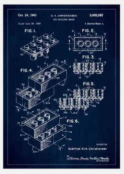 Patent Print - Lego Block I - Blue Canvastavla (30x40 cm)