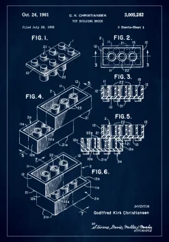 Patent Print - Lego Block I - Blue Poster (21x29.7 cm (A4))