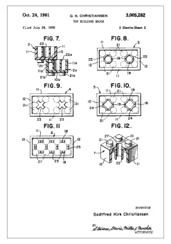 Patent Print - Lego Block II - White Poster (21x29.7 cm (A4))