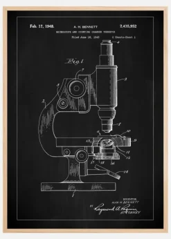 Patent Print - Microscope - Black Poster (21x29.7 cm (A4))