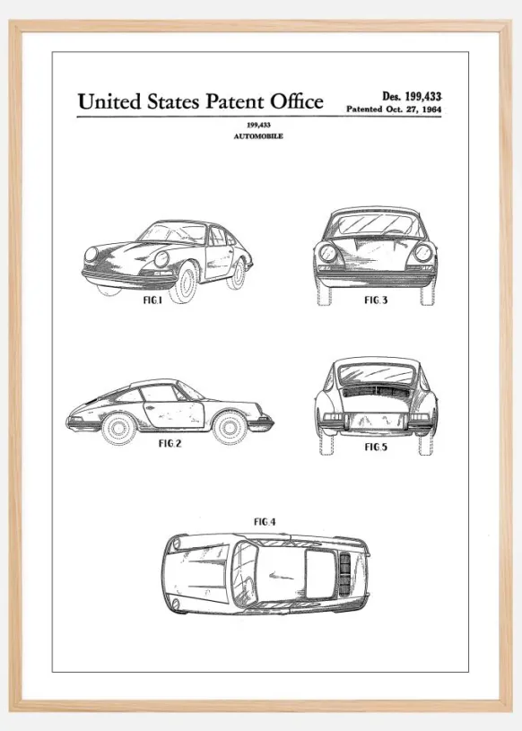 Patent Print - Porsche 911 Carrera - White Poster (21x29.7 cm (A4))
