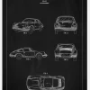 Patent Print - Porsche 911 Carrera - Black Canvastavla (30x40 cm)