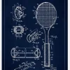 Patent Print - Tennis Racket - Blue Canvastavla (30x40 cm)