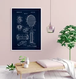 Patent Print - Tennis Racket - Blue Poster (21x29.7 cm (A4))