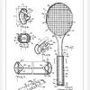 Patent Print - Tennis Racket - White Canvastavla (30x40 cm)