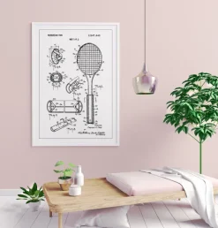 Patent Print - Tennis Racket - White Poster (21x29.7 cm (A4))