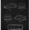 Patent Print - Tesla - Black Canvastavla (30x40 cm)