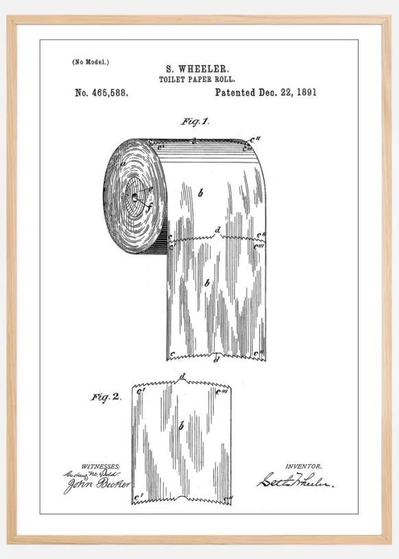 Patent Print - Toilet Paper Roll - White Poster (21x29.7 cm (A4))
