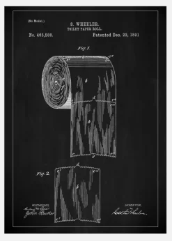 Patent Print - Toilet Paper Roll - Black Canvastavla (30x40 cm)