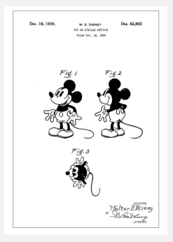 Patent Print - Toy Walt Disney - White Canvastavla (30x40 cm)