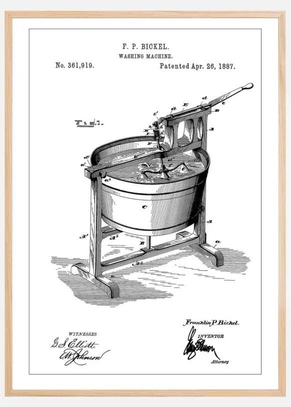 Patent Print - Washing Machine - White Poster (21x29.7 cm (A4))