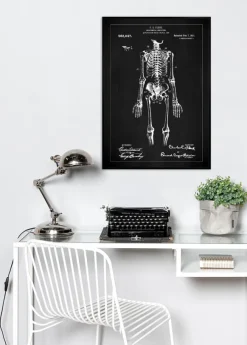 Patentritning - Anatomiskt skelett I - Svart Poster (21x29.7 cm (A4))